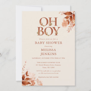 Invitation Oh Garçon Floral Rustique Baby Shower Automne