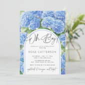 Invitation Oh garçon Hydrangea Baby shower de fleurs bleues (Debout devant)