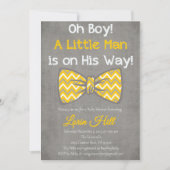 Invitation Oh garçon jaune gris arc cravate baby shower invit (Devant)