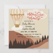 Invitation Oh garçon, l'aventure vous attend, Montgolfière Sq (Devant)