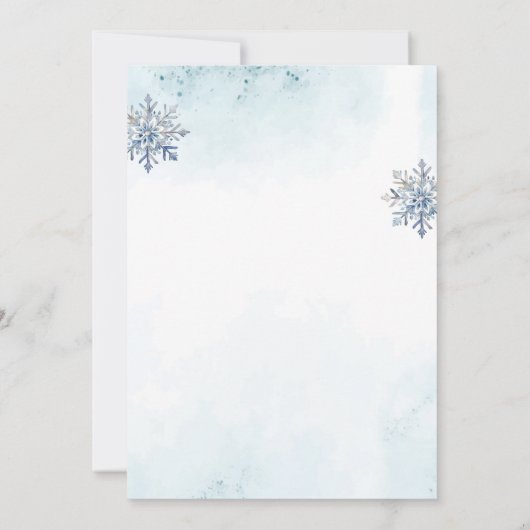 Invitation Oh garçon mignon Bleu Cerf Flocon de neige Baby Ga (Dos)