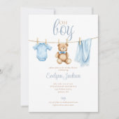 Invitation Oh Garçon Mignon Linge Bébé à la Maison (Devant)