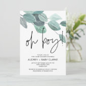 Invitation Oh garçon mignonne Baby shower Party Green Eucalyp (Debout devant)