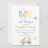 Invitation oh garçon moderne bébé garçon douche (Devant)