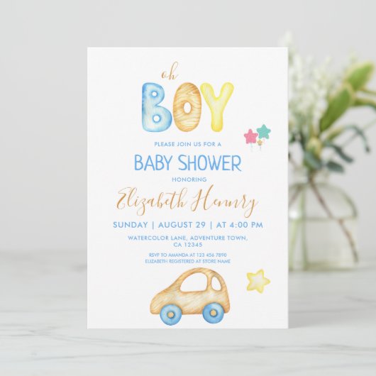 Invitation oh garçon moderne bébé garçon douche (Debout devant)