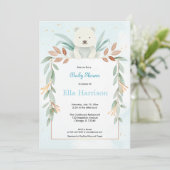 Invitation Oh garçon moderne eucalyptus bleu baby shower ball (Debout devant)