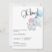 Invitation Oh garçon moderne eucalyptus bleu baby shower ball (Devant)