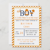 Invitation Oh garçon Orange et Baby shower bleu (Devant)