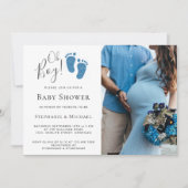 Invitation Oh garçon Parties scintillant bleue Pieds photo Co (Devant)