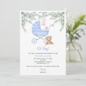 Invitation Oh Garçon poussette bébé et douche mobile (Debout devant)