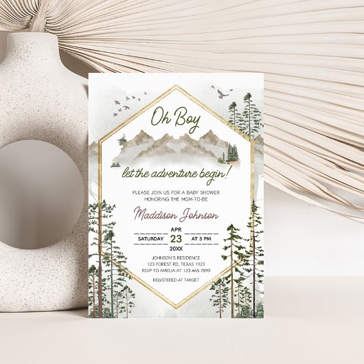Invitation Oh Garçon Que l'Aventure Commence Baby Shower