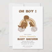 Invitation OH GARÇON Rainbow Dinosaur petit bébé garçon douch (Devant)