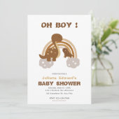 Invitation OH GARÇON Rainbow Dinosaur petit bébé garçon douch (Debout devant)