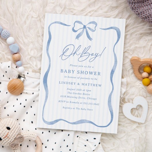 Invitation Oh Garçon Ruban Ondulé Arc-en-ciel Baby Shower