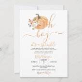 Invitation Oh garçon Rustique Citrouille blanc Baby shower fl (Devant)