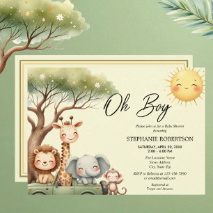 Invitation Oh garçon safari animal garçon baby shower amusant