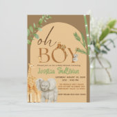 Invitation Oh Garçon Safari Animal Ton Terre Fête de Naissanc (Debout devant)