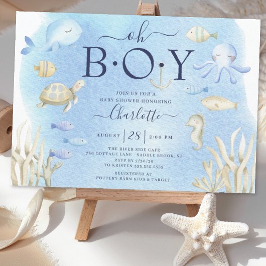 Invitation Oh Garçon Sous Le Baby shower De Mer