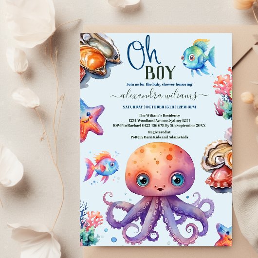 Invitation Oh Garçon Sous Le Baby shower De Mer