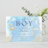 Invitation Oh Garçon Sous Le Baby shower De Mer (Debout devant)