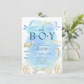 Invitation Oh Garçon Sous Le Baby shower De Mer (Debout devant)
