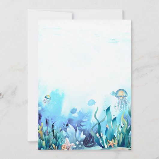 Invitation Oh Garçon Sous Mer Belle Baleine Baby shower Océan (Dos)