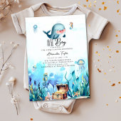 Invitation Oh Garçon Sous Mer Belle Baleine Baby shower Océan