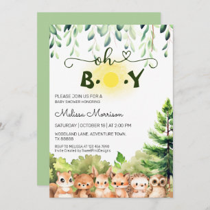 Invitation Oh garçon Sunny Baby shower Woodland
