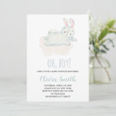 Invitation Oh garçon Sweet Bunny Baby shower d'aquarelle (Debout devant)