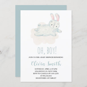Invitation Oh garçon Sweet Bunny Baby shower d'aquarelle