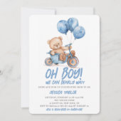 Invitation Oh Garçon Teddy ours Garçon Bleu Bébé Baby shower (Devant)