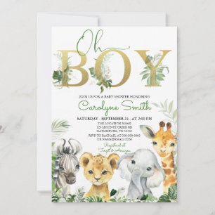 Invitation Oh garçon Tropical Jungle Animaux Baby shower