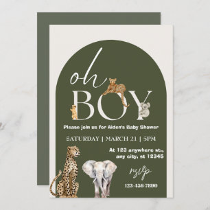 Invitation Oh Garçon Wild One Animaux Baby shower garçon
