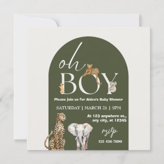 Invitation Oh Garçon Wild One Animaux Baby shower garçon