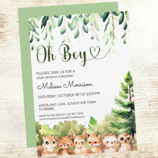 Invitation Oh garçon Woodland bébé garçon douche