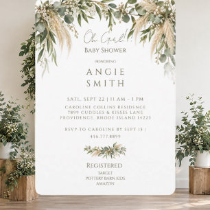 Invitation Oh Girl Baby Shower Bohème Verdure