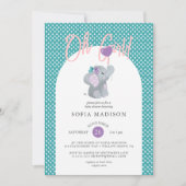 Invitation Oh Girl Cute Elephant Baby shower (Devant)