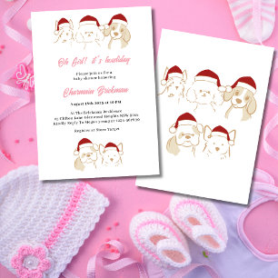 Invitation Oh Girl mignonne chiot Noël Howliday Baby shower