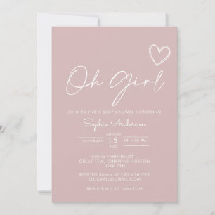 Invitation Oh Girl minimaliste Baby shower moderne