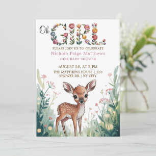 Invitation Oh Girl : Petit Baby shower de cerfs