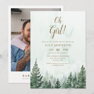 Invitation Oh Girl Pine Tree Forest Baby shower photo