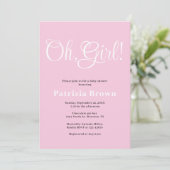Invitation Oh Girl Pink Baby Shower  (Debout devant)