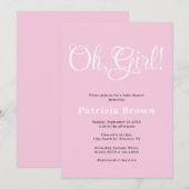 Invitation Oh Girl Pink Baby Shower  (Devant / Derrière)