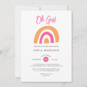 Invitation Oh Girl Rainbow Pink Baby Sower (Devant)