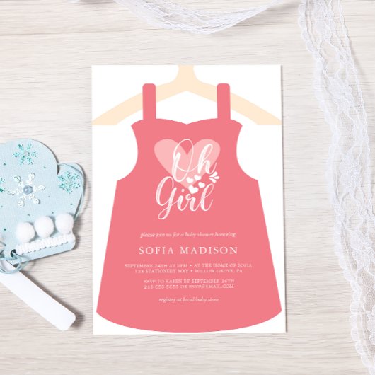 Invitation Oh Girl Robe Rose Baby shower