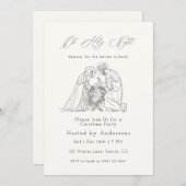 Invitation Oh Holy Night Christmas Minimal Nativity Line (Devant / Derrière)