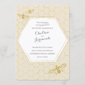 Invitation Oh Honey Bee Cream Gold Custom Wedding