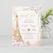 Invitation Oh La La Blush Rose Fête des mariées Parisienne (Debout devant)