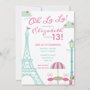 Invitation Oh La La ! Fête d'anniversaire à Paris, France