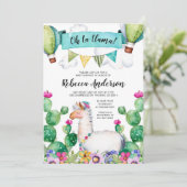 Invitation Oh La Llama Aquarelle Baby shower Fiesta (Debout devant)